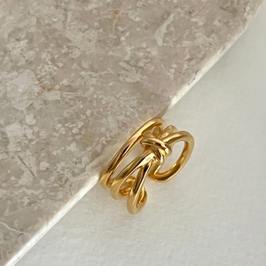 925 Sterling Silver Ring Minimalist Knot Design Multi Layer Open Adjustable Finger Jewelry For Women