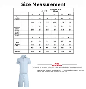 Guide des tailles pour ensemble chemise jacquard et short homme avec mesures