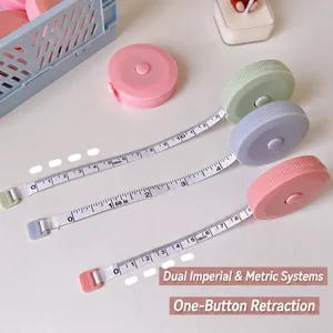 Portable macaron-colored telescopic tape measure with 150cm metric and inch dual scale