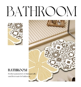 Macro detail of floral diatomaceous mud bath mats with absorbent textured surface