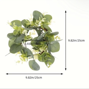 Artificial eucalyptus candle ring wreath with 10cm inner and 25cm outer diameter