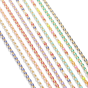 3.7mm colorful enamel stainless steel chain for DIY jewelry making in multiple colors