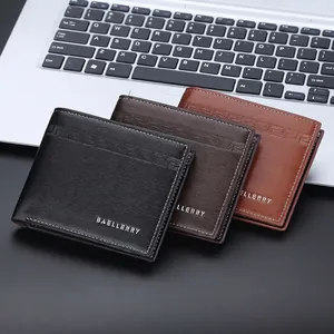 Men's slim bi-fold wallets in black and brown leather with embossed pattern