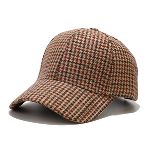Classic houndstooth baseball cap with autumn patterns and premium vintage texture