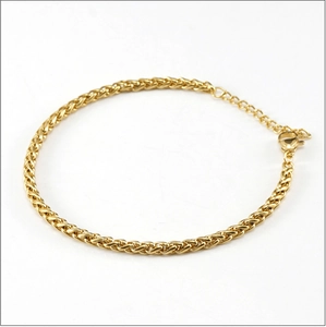 Macro view of 18K gold-plated dragon bone chain bracelet with lobster clasp and extender