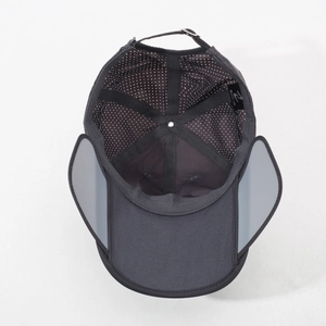 Dark grey quick-dry sun hat for fishing and outdoor sports featuring breathable mesh lining