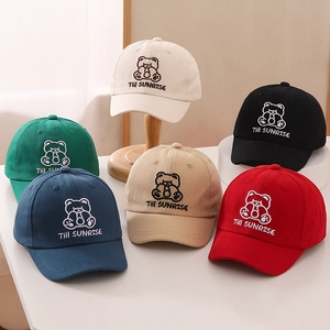 Kids bear embroidery baseball caps in multiple colors featuring Till Sunrise slogan