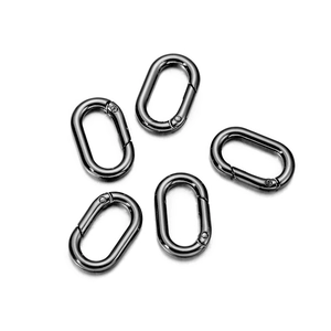 Set of five black oval spring gate rings for bags and DIY jewelry accessories