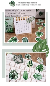 Detailed view of forest-themed tropical plant stickers with various green leaf patterns