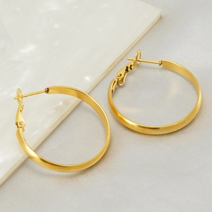 Hoop Earrings 18K Gold Plated Stainless Steel Geometric U-Shape Minimalist Versatile Jewelry For Women Simple Elegant Niche Design