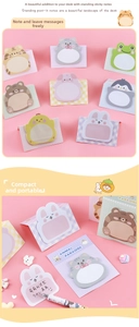 Standing cartoon animal sticky notes set featuring rabbit cat and penguin designs