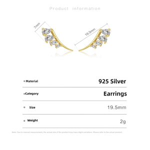 Detailed specs of S925 sterling silver teardrop earrings with dimensions and weight info