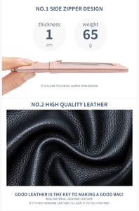 Close-up of slim 1cm profile and premium black genuine leather texture on id holder