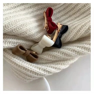 Set of four velvet bow hair clips in wine red, black, cream white and caramel colors