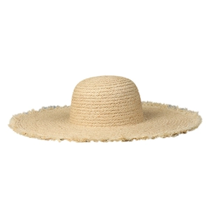 Chapeau de soleil élégant en paille beige à larges bords effilés pour les vacances d'été