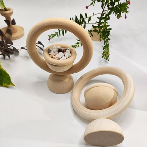 Vertical wooden essential oil diffuser with natural ring base and crystal stones