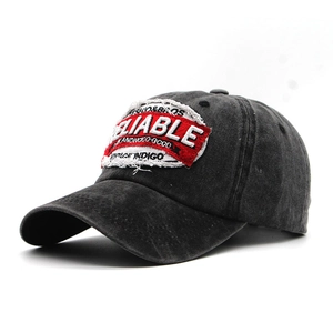 Vintage Washed Cotton Baseball Cap Retro Distressed Embroidery Patch Adjustable Sport Sun Hat For Men Women