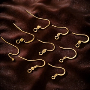 Golden stainless steel earring hooks with spring and bead for DIY jewelry making