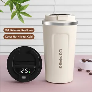 Stainless Steel Coffee Mug Vacuum Insulated Smart Temperature Display Leakproof Travel Thermal Cup Portable Insulated Bottle