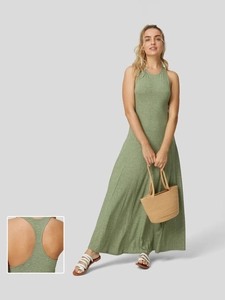 Vestido Largo Mujer Sin Mangas Punto Cuello Halter Espalda Deportiva Cintura Alta Informal Color Sólido Línea A