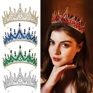 Detailed comparison of baroque bridal crowns in gold and silver with colorful crystals