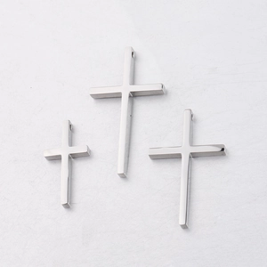 Mirror polished stainless steel cross pendants in three sizes for DIY jewelry making