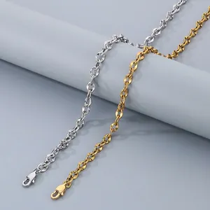 Stainless Steel Anchor Link Chain Necklace And Bracelet Minimalist Simple Jewelry Fashion Accessories For Women Men