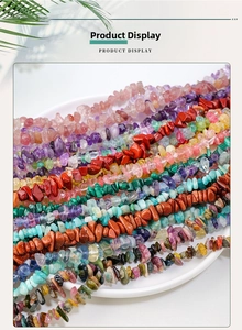 Macro shot of colorful irregular natural crystal beads with polished surface for DIY jewelry