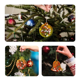 Ornements de Noël ronds et en cloche en résine avec paillettes pour décoration de sapin