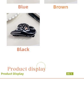 Dettaglio molletta per capelli a cappello da cowboy con stampa leopardata e stella