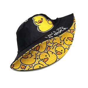 Reversible bucket hat with cartoon duck print and I don't give a DUCK slogan