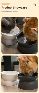 Dual-color raised pet feeder with slanted rim to protect cervical spine for cats and dogs