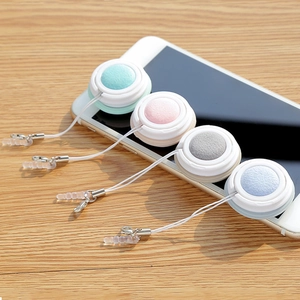 Pulitore per Schermi Telefono a Forma di Macaron Portatile in Microfibra Con Cordino e Tappo Antipolvere per Occhiali