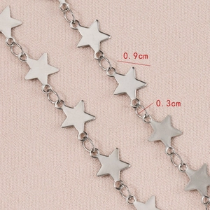 9mm silver stainless steel star chain for DIY jewelry making and necklace crafts