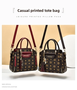 Dual-set of leather crossbody bags with geometric patterns and cat pendant charms
