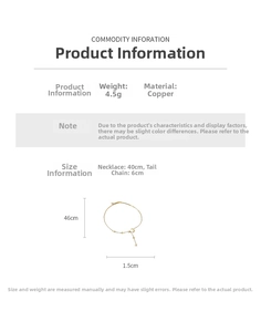 Detailed size specifications for zircon moon and star pendant necklace in gold finish