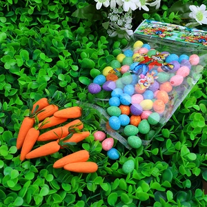 Easter Decoration Artificial Foam Eggs And Carrots Glitter Ornament Flower Arrangement Home Party Scene Accessories
