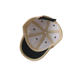 Inside view of toddler star suede baseball cap with reinforced grey lining and air vents