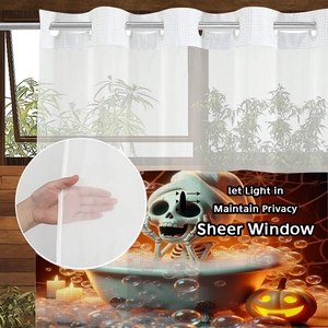 Tenda da doccia per Halloween con stampa di scheletro e occhielli metallici per il bagno