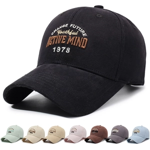 Cotton Baseball Cap For Men Women With Letter Embroidery Adjustable Peaked Hat Retro American Style Sun Protection