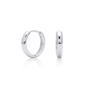 Close-up of S925 sterling silver hollow hoop earrings with a high-polished mirror finish