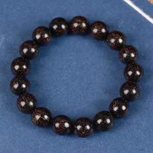 Macro detail of sandalwood prayer beads showing natural golden star textures