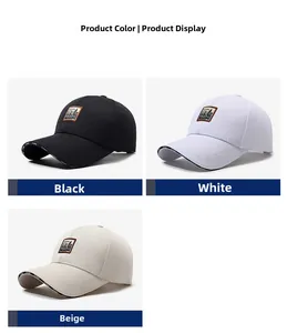 Affichage en trois grilles de casquettes de baseball brodées en noir, blanc et beige