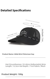 Detail of outdoor sun hat with breathable mesh back and adjustable chin strap