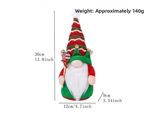 Christmas gnome doll with dimensions 30x12x9cm and weight of approximately 140g