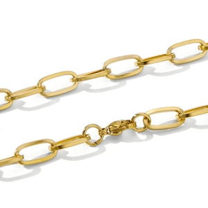 Golden titanium steel geometric thick link chain necklace with lobster clasp