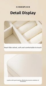 Detail of soft beaded velvet interior and leather exterior for jewelry oxidation protection
