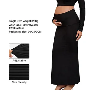 Jupe de maternité moulante noire à taille haute conçue en tissu doux et extensible