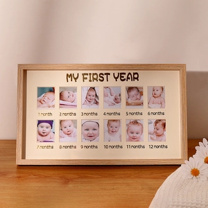 My First Year Baby Photo Frame 12 Month Growth Record MDF Wood Keepsake Desktop And Wall Mount Newborn Commemorative Gift