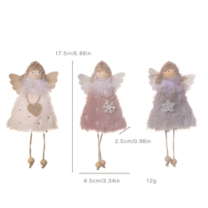 Plush Christmas angel doll hanging ornaments set with precise size specifications